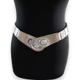 :Elastic Women's Fancy Beige Belt with Sun Strass Buckle