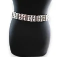 Elastic Women's Grey Fancy Belt with Strass Buckle