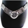 Elastic Women's Grey Fancy Belt with Strass Buckle