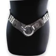 Elastic Women's Grey Fancy Belt with Strass Buckle