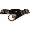 Fancy black and gold elastic belt for women