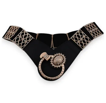 Women's decorative elastic belt in black and gold