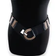 Ceinture fantaisie élastique femme bleu marine et doré