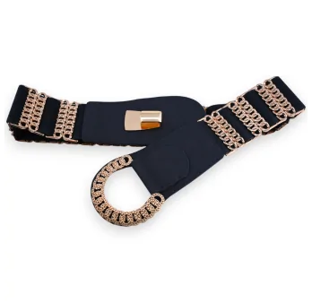 Elastic Women's Fancy Belt blue marine and gold