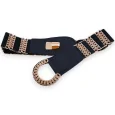 Elastic Women's Fancy Belt blue marine and gold