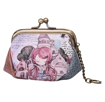 Vintage Purse Wallet with Metal Clasps - Artistic Design