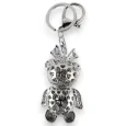 Silver teddy bear keychain with red heart for girl