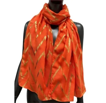 Foulard fluide orangé détails dorés