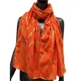 Orange Flowing Scarf with Gold Details