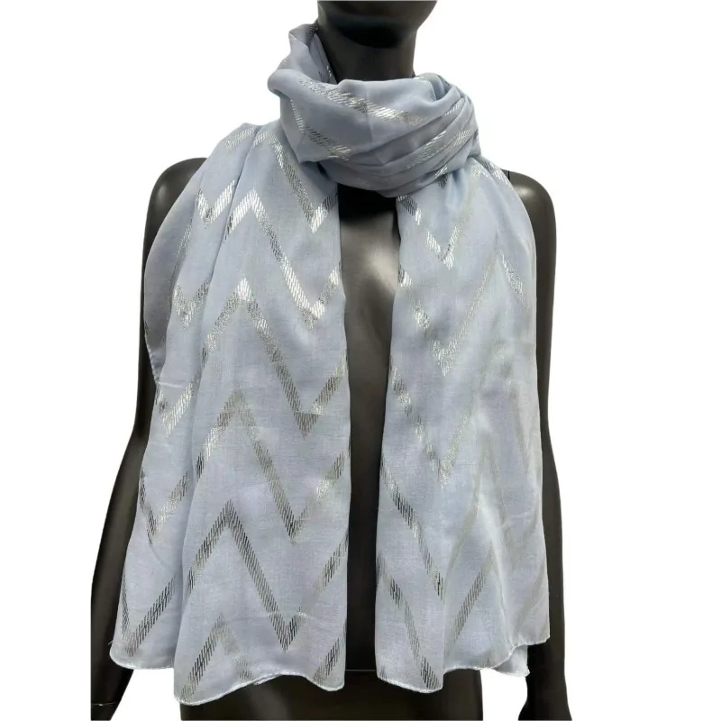 Light blue sky scarf adorned with silver touches