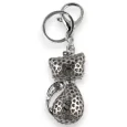 Silver Sitting Cat Keychain