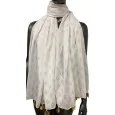 White dress scarf adorned with gilding and pom-poms