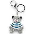 Silver keychain teddy bear striped blue duckling jersey