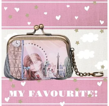 Girl's wallet and cat with metal fasteners