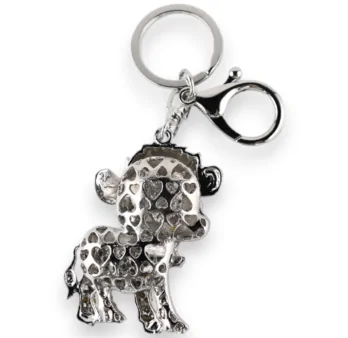Silver small funny cow keychain