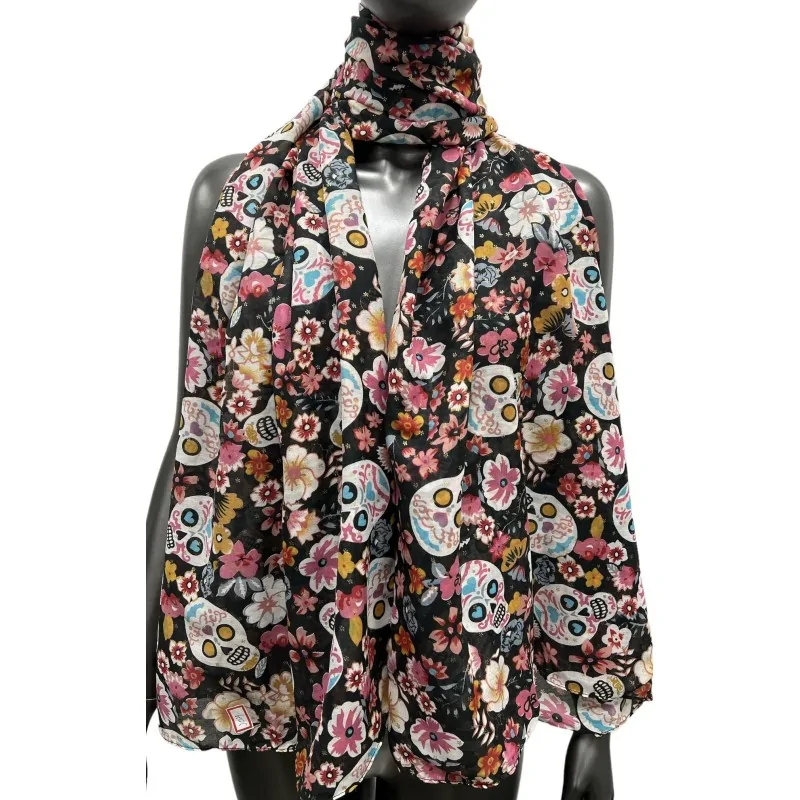 Multicolored Liberty Scarf with Skull Design