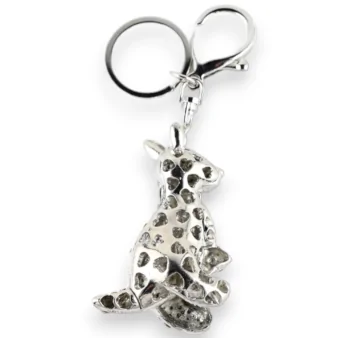 Silberner Schlüsselanhänger mit Känguru und Baby