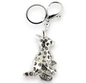 Silver kangaroo keychain and its baby