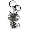Porte-clés argenté chat avec son bébé