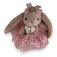 Porte clés lapin shabby taupe et rose