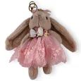 Shabby Taupe and Pink Rabbit Keychain