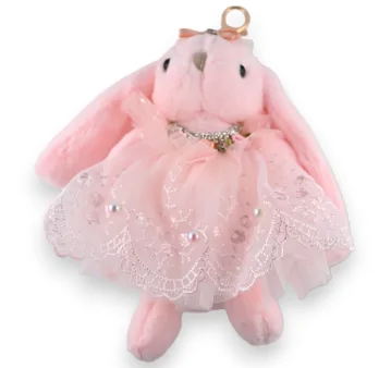 Pink Shabby Bunny Keychain