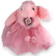 Porte-clés lapin shabby tulle rose