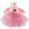 Porte-clés lapin shabby tulle rose