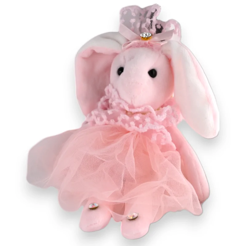 Porte-clés lapin rose shabby