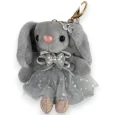 Gray bunny keychain with a tutu