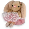 Porte-clés petit lapin beige tutu rose