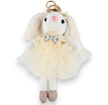 White Bunny Keychain with White Tutu and Star