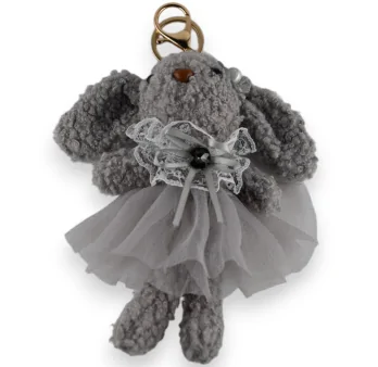 Gray Rabbit Keychain with Gray Tutu