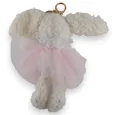 White Fluffy Bunny Keychain with a Pink Tutu