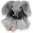 argentéeGrey bunny keychain with a grey tutu and a silver star