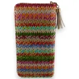 Bright multicolored woven straw wallet