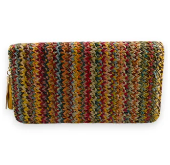 Multicolor Woven Straw Wallet