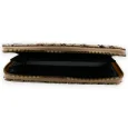 Woven straw wallet, black shade
