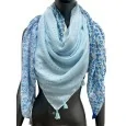 Four-sided blue-shaded scarf