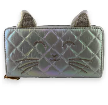 White Pearl Quilted Cat Wallet