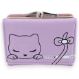 Small compact purse purple cat