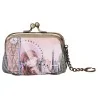 Stylish Cat and Little Girl Pink Wallet with Metal Closure