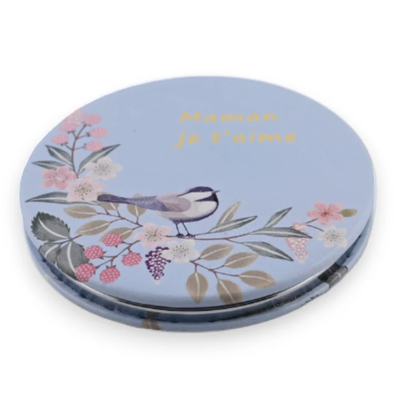 Draeger Specchio Tascabile Rotondo Jolie Mamma – 8,5 X 8 Cm Con Custodia – Regalo Originale Per La Mamma