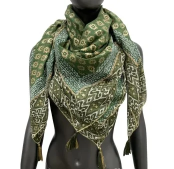 A golden and khaki square scarf