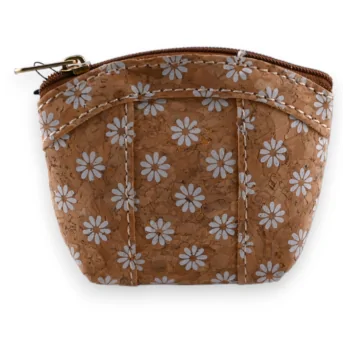 Leather purse with white daisies