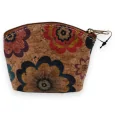 Small cork wallet with multicolored hippie flowers