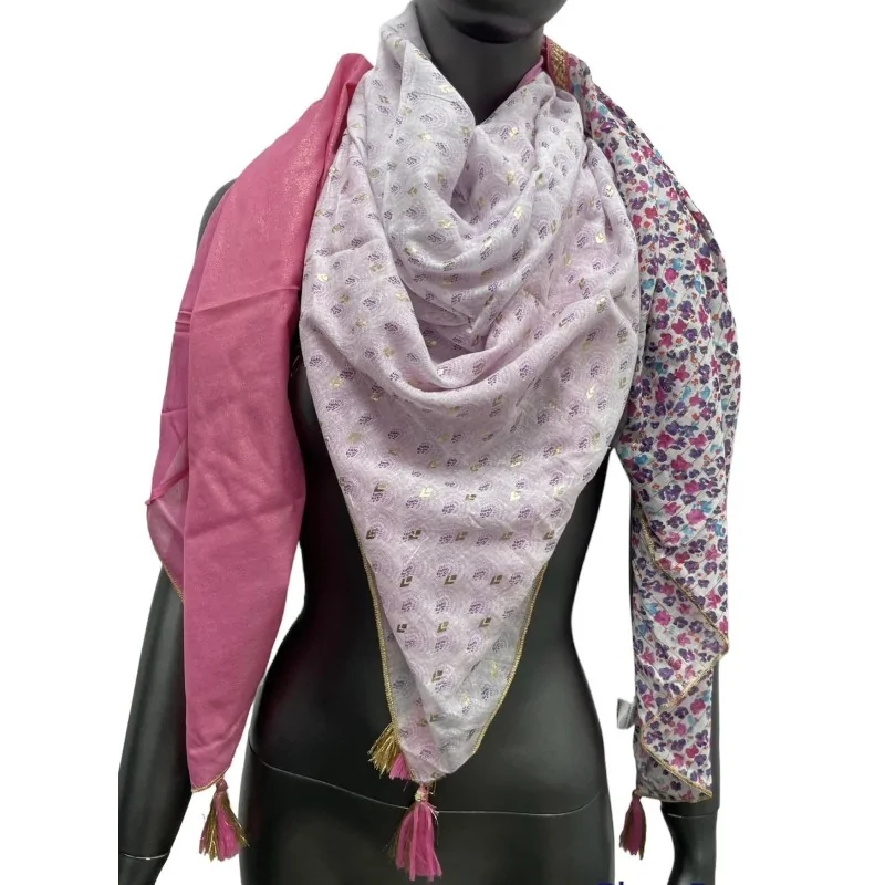 Foulard 4 faces romantique nuance rose