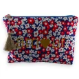 Pochette tissu coton fleurs rouge et blanc