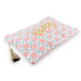 Pochette HAPPY coton imprimé fleurs rose et vert d'eau