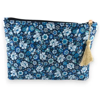 HAPPY Cotton Flower Tote Bag in Blue Shade